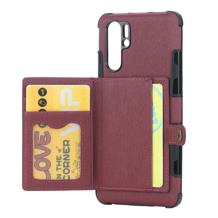 For Huawei P30 Pro Brushed Texture Shockproof PU + TPU Case, with Card Slots & Wallet & Photo Frame