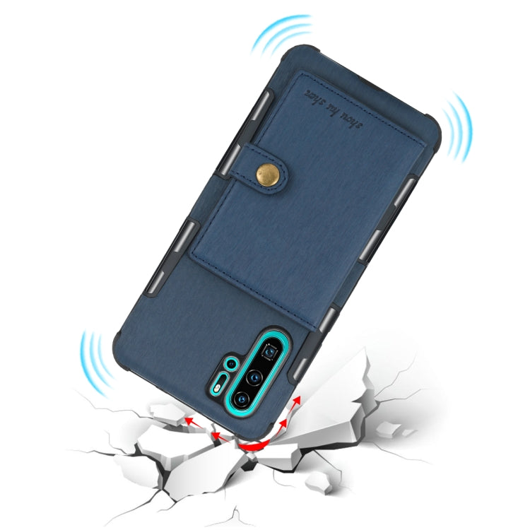 For Huawei P30 Pro Brushed Texture Shockproof PU + TPU Case, with Card Slots & Wallet & Photo Frame