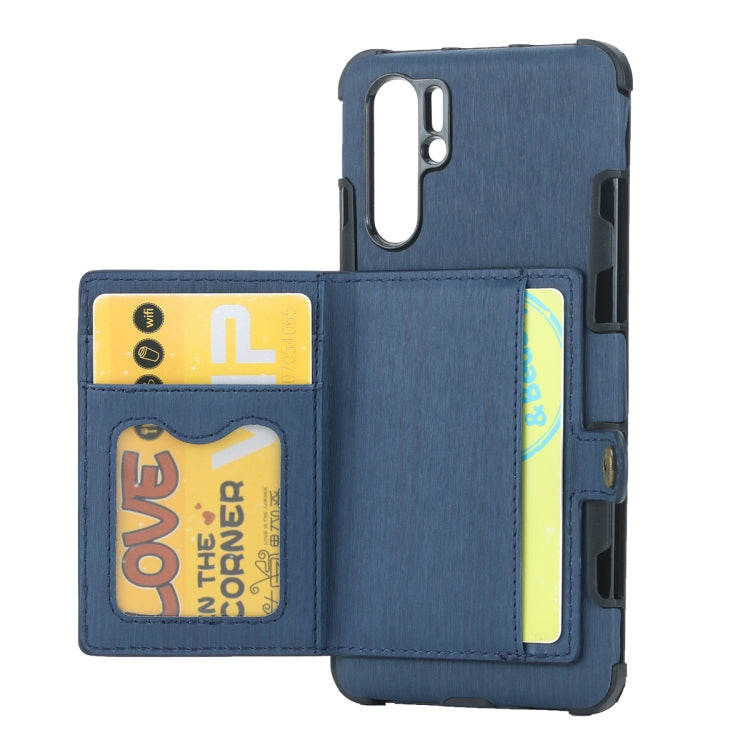 For Huawei P30 Pro Brushed Texture Shockproof PU + TPU Case, with Card Slots & Wallet & Photo Frame