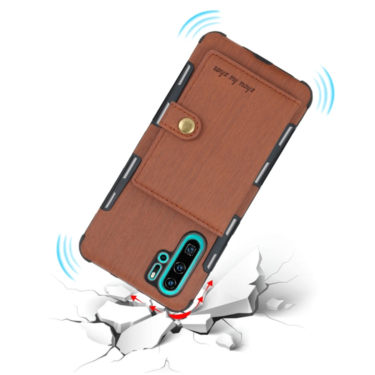 For Huawei P30 Pro Brushed Texture Shockproof PU + TPU Case, with Card Slots & Wallet & Photo Frame