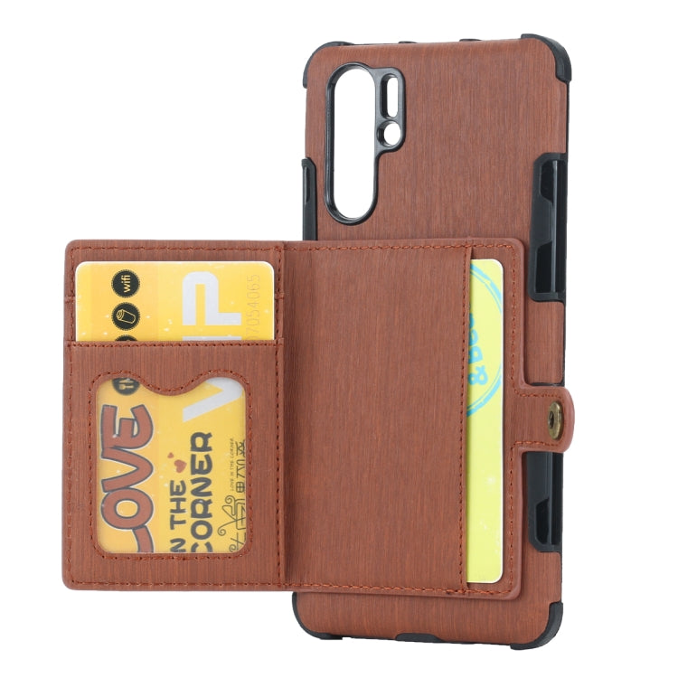 For Huawei P30 Pro Brushed Texture Shockproof PU + TPU Case, with Card Slots & Wallet & Photo Frame