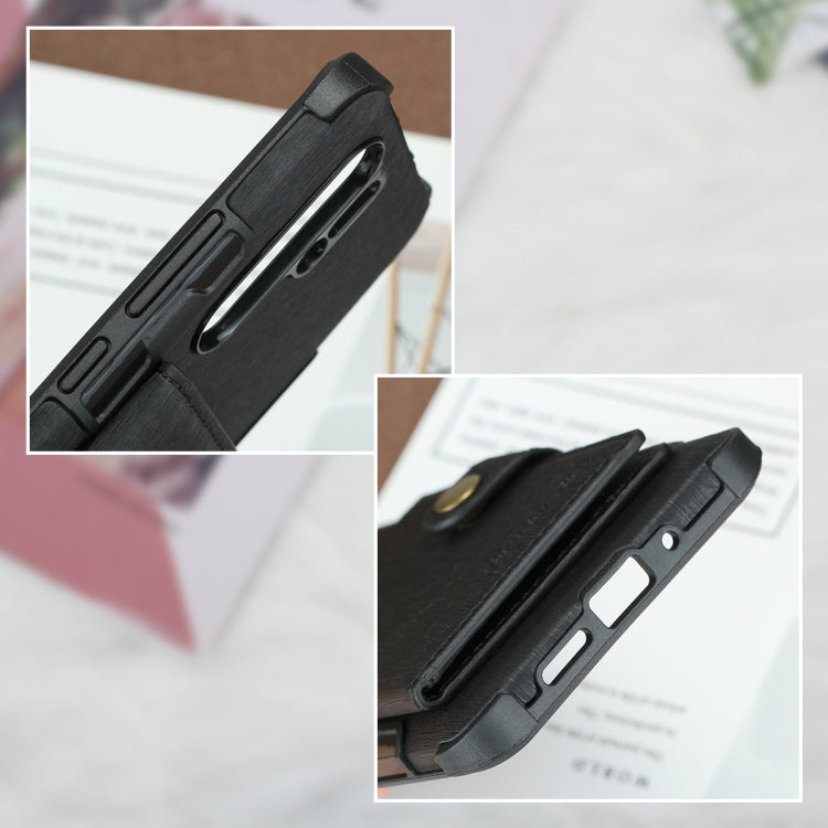 For Huawei P30 Pro Brushed Texture Shockproof PU + TPU Case, with Card Slots & Wallet & Photo Frame