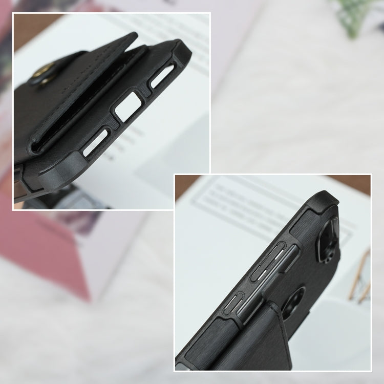 For Huawei Y6 (2018) Brushed Texture Shockproof PU + TPU Case, with Card Slots & Wallet & Photo Frame