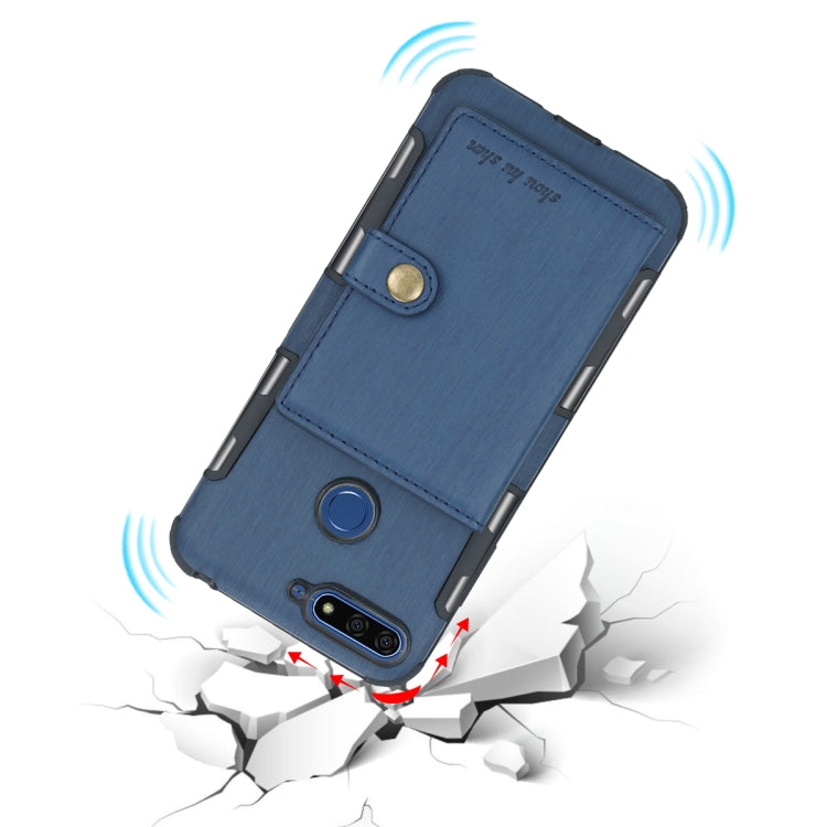 For Huawei Y6 (2018) Brushed Texture Shockproof PU + TPU Case, with Card Slots & Wallet & Photo Frame