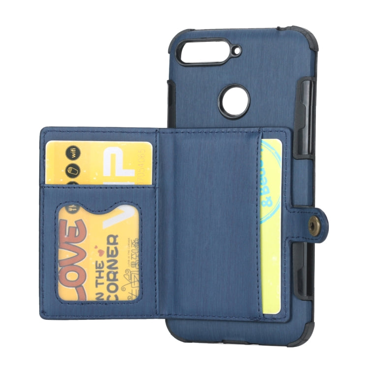 For Huawei Y6 (2018) Brushed Texture Shockproof PU + TPU Case, with Card Slots & Wallet & Photo Frame