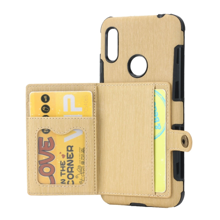 For Huawei Y6 (2019) Brushed Texture Shockproof PU + TPU Case, with Card Slots & Wallet & Photo Frame