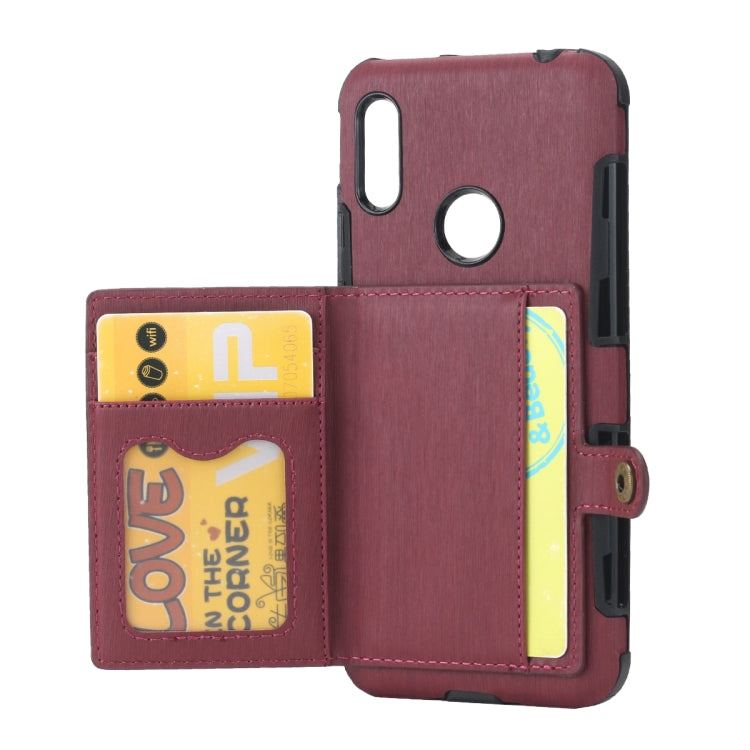 For Huawei Y6 (2019) Brushed Texture Shockproof PU + TPU Case, with Card Slots & Wallet & Photo Frame