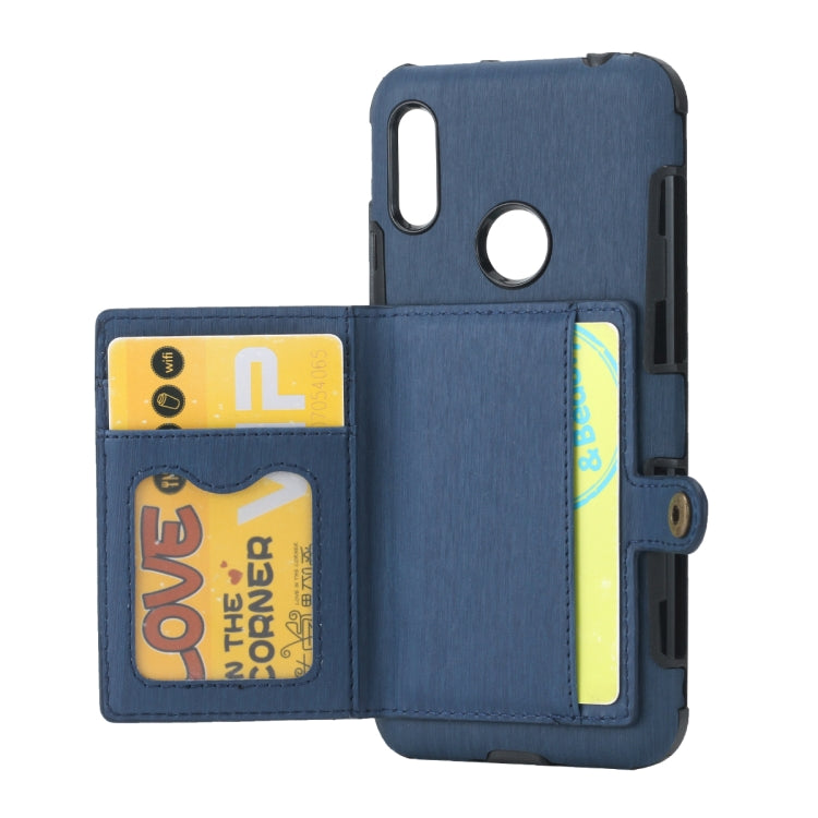 For Huawei Y6 (2019) Brushed Texture Shockproof PU + TPU Case, with Card Slots & Wallet & Photo Frame