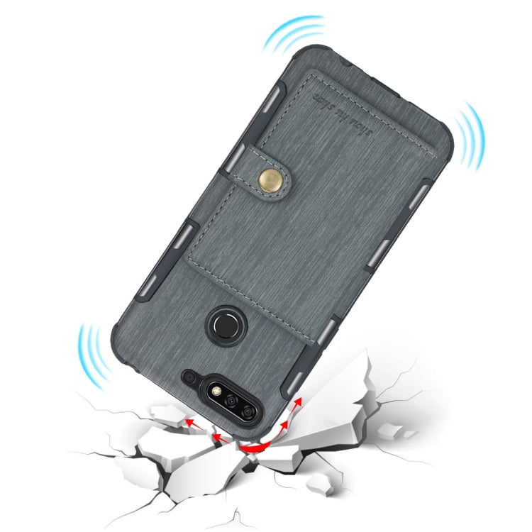 For Huawei Y7 (2018) Brushed Texture Shockproof PU + TPU Case, with Card Slots & Wallet & Photo Frame