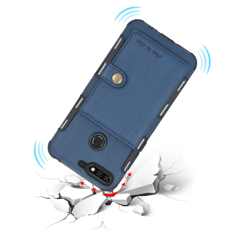 For Huawei Y7 (2018) Brushed Texture Shockproof PU + TPU Case, with Card Slots & Wallet & Photo Frame
