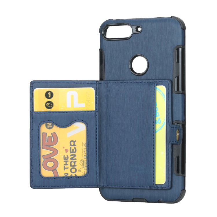 For Huawei Y7 (2018) Brushed Texture Shockproof PU + TPU Case, with Card Slots & Wallet & Photo Frame