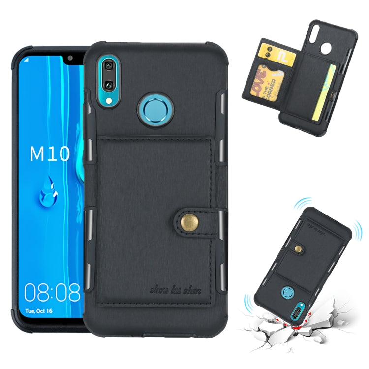 For Huawei Y9 (2019) / Enjoy 9 Plus Brushed Texture Shockproof PU + TPU Case, with Card Slots & Wallet & Photo Frame