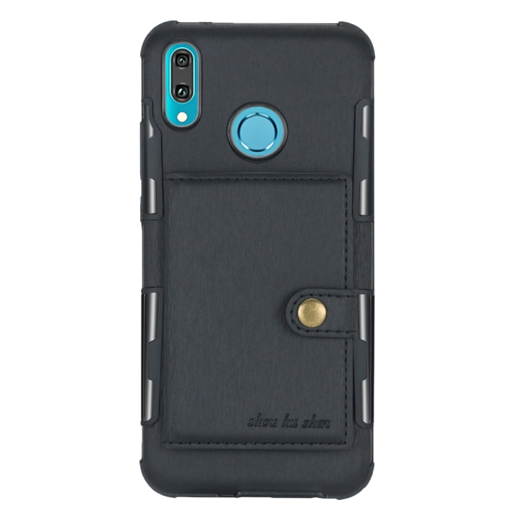 For Huawei Y9 (2019) / Enjoy 9 Plus Brushed Texture Shockproof PU + TPU Case, with Card Slots & Wallet & Photo Frame