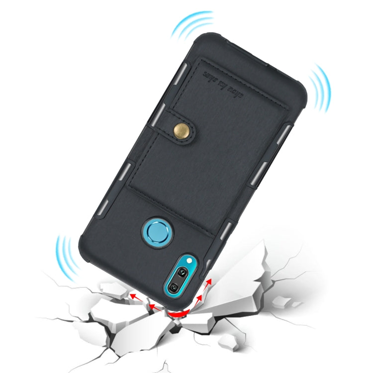For Huawei Y9 (2019) / Enjoy 9 Plus Brushed Texture Shockproof PU + TPU Case, with Card Slots & Wallet & Photo Frame
