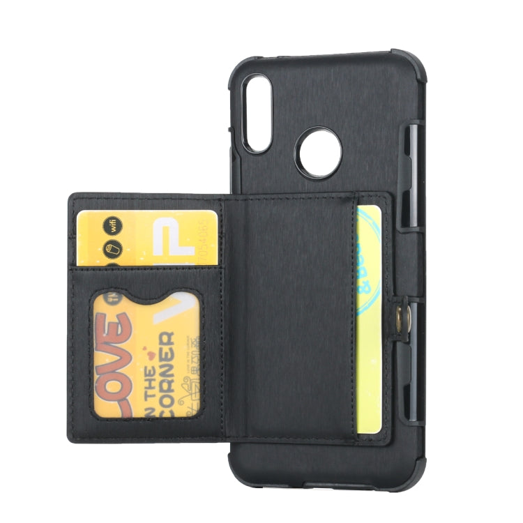 For Huawei Y9 (2019) / Enjoy 9 Plus Brushed Texture Shockproof PU + TPU Case, with Card Slots & Wallet & Photo Frame