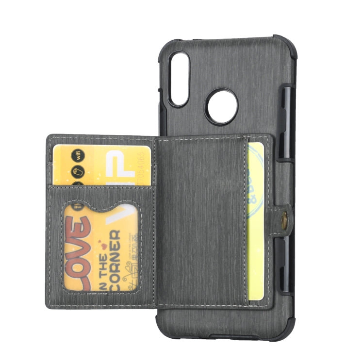 For Huawei Y9 (2019) / Enjoy 9 Plus Brushed Texture Shockproof PU + TPU Case, with Card Slots & Wallet & Photo Frame