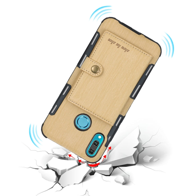 For Huawei Y9 (2019) / Enjoy 9 Plus Brushed Texture Shockproof PU + TPU Case, with Card Slots & Wallet & Photo Frame