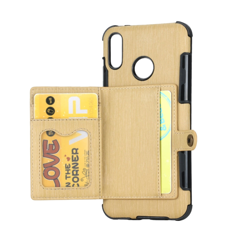 For Huawei Y9 (2019) / Enjoy 9 Plus Brushed Texture Shockproof PU + TPU Case, with Card Slots & Wallet & Photo Frame