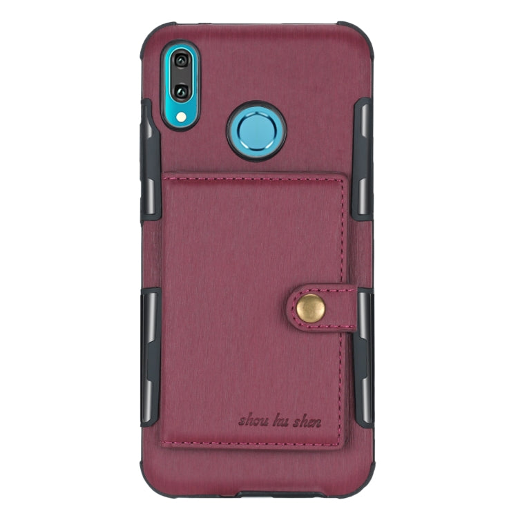 For Huawei Y9 (2019) / Enjoy 9 Plus Brushed Texture Shockproof PU + TPU Case, with Card Slots & Wallet & Photo Frame