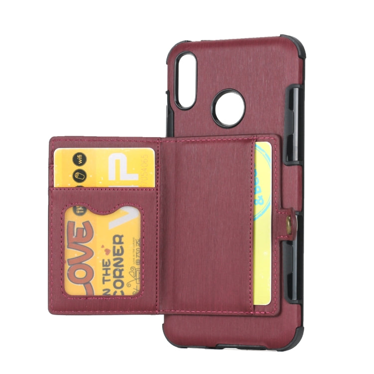 For Huawei Y9 (2019) / Enjoy 9 Plus Brushed Texture Shockproof PU + TPU Case, with Card Slots & Wallet & Photo Frame