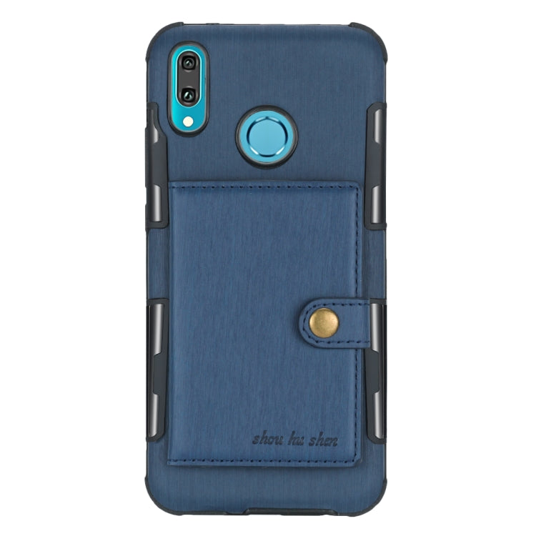 For Huawei Y9 (2019) / Enjoy 9 Plus Brushed Texture Shockproof PU + TPU Case, with Card Slots & Wallet & Photo Frame