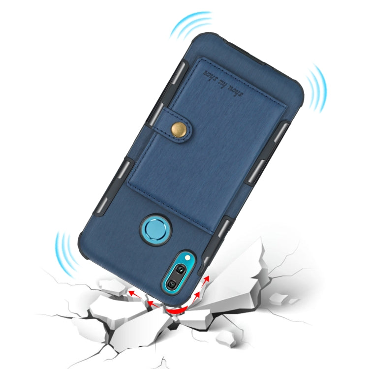 For Huawei Y9 (2019) / Enjoy 9 Plus Brushed Texture Shockproof PU + TPU Case, with Card Slots & Wallet & Photo Frame