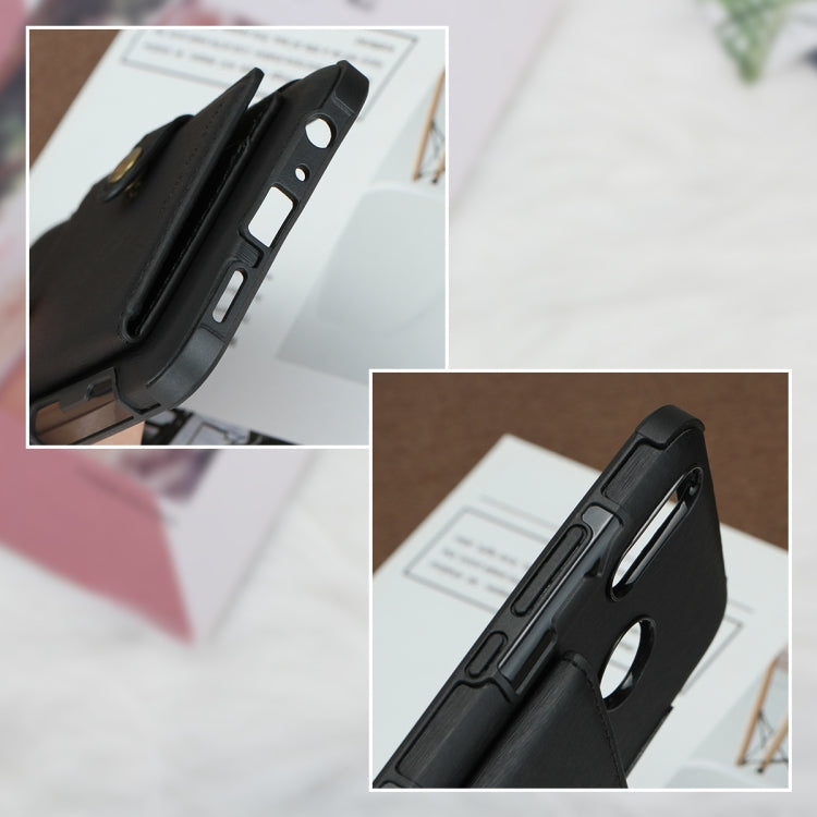 For Huawei Y9 (2019) / Enjoy 9 Plus Brushed Texture Shockproof PU + TPU Case, with Card Slots & Wallet & Photo Frame