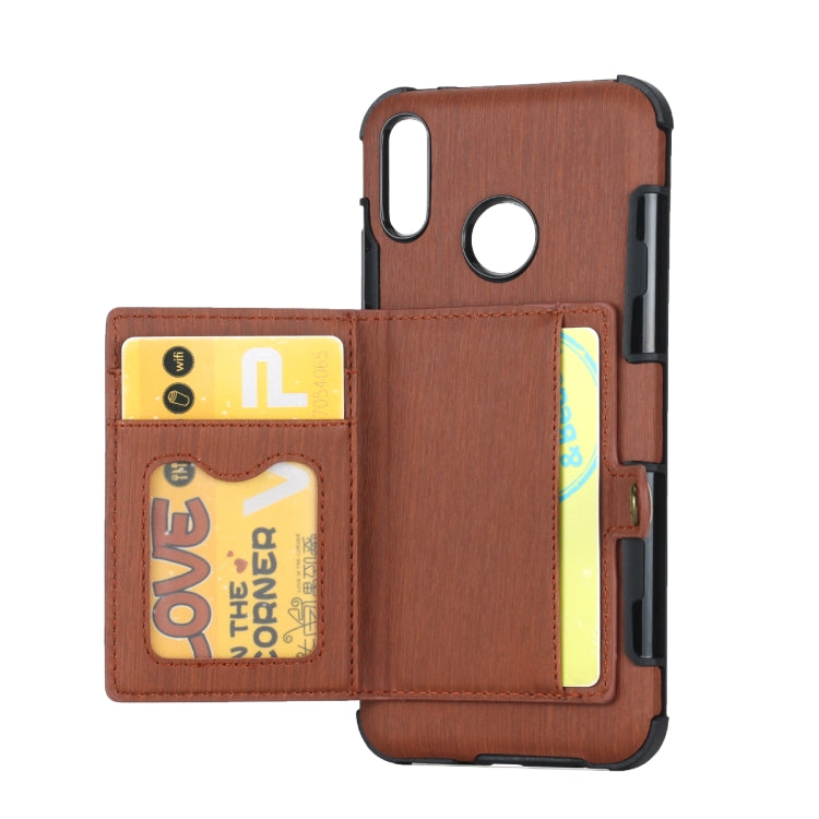 For Huawei Y9 (2019) / Enjoy 9 Plus Brushed Texture Shockproof PU + TPU Case, with Card Slots & Wallet & Photo Frame