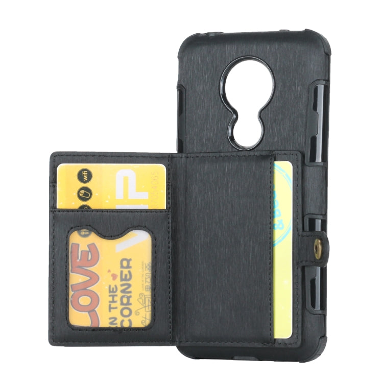 For Motorola Moto G7 Power Brushed Texture Shockproof PU + TPU Case, with Card Slots & Wallet & Photo Frame