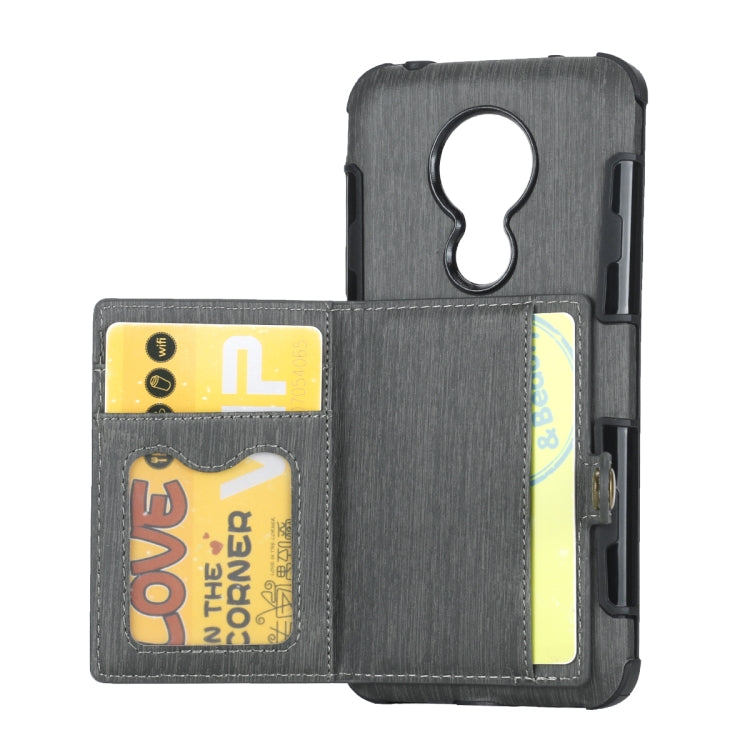 For Motorola Moto G7 Power Brushed Texture Shockproof PU + TPU Case, with Card Slots & Wallet & Photo Frame