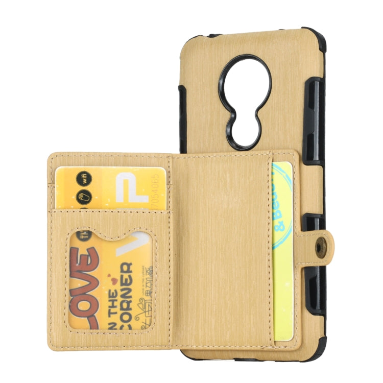 For Motorola Moto G7 Power Brushed Texture Shockproof PU + TPU Case, with Card Slots & Wallet & Photo Frame