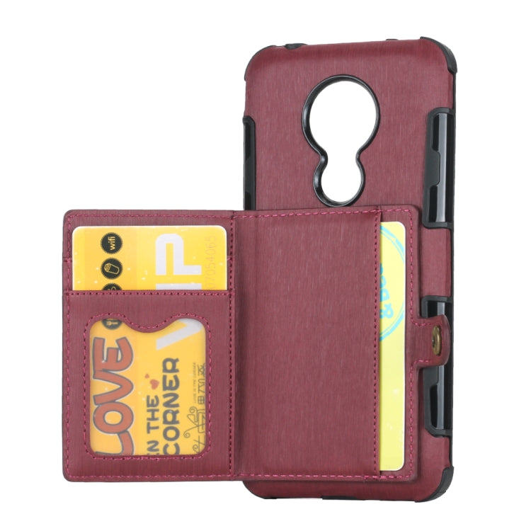 For Motorola Moto G7 Power Brushed Texture Shockproof PU + TPU Case, with Card Slots & Wallet & Photo Frame