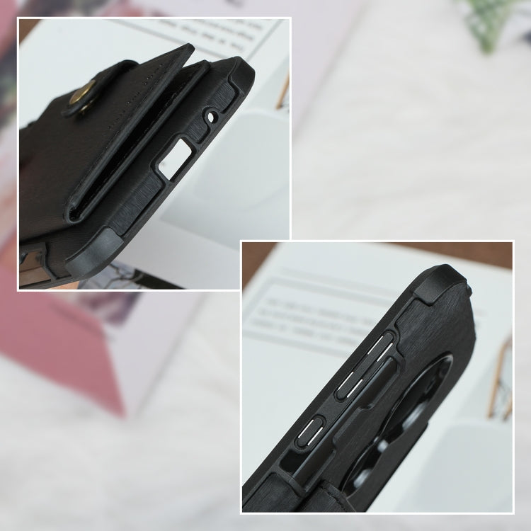 For Motorola Moto G7 Power Brushed Texture Shockproof PU + TPU Case, with Card Slots & Wallet & Photo Frame