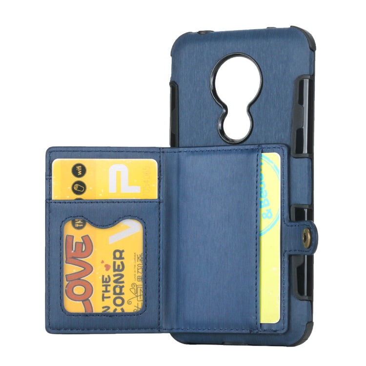 For Motorola Moto G7 Power Brushed Texture Shockproof PU + TPU Case, with Card Slots & Wallet & Photo Frame