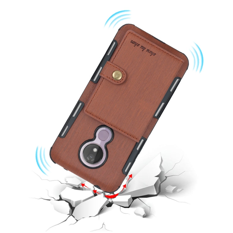 For Motorola Moto G7 Power Brushed Texture Shockproof PU + TPU Case, with Card Slots & Wallet & Photo Frame