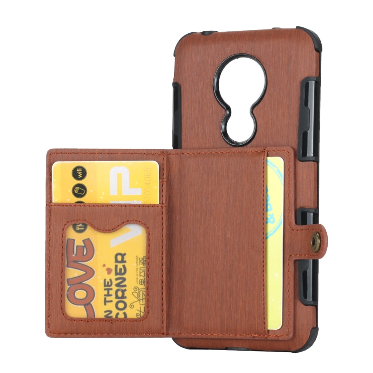 For Motorola Moto G7 Power Brushed Texture Shockproof PU + TPU Case, with Card Slots & Wallet & Photo Frame