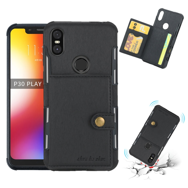 For Motorola One (P30 Play) Brushed Texture Shockproof PU + TPU Case, with Card Slots & Wallet & Photo Frame
