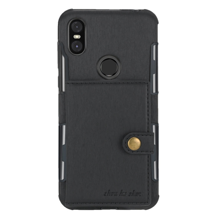 For Motorola One (P30 Play) Brushed Texture Shockproof PU + TPU Case, with Card Slots & Wallet & Photo Frame