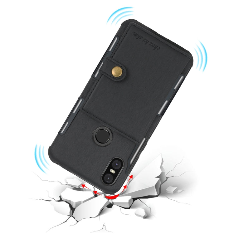 For Motorola One (P30 Play) Brushed Texture Shockproof PU + TPU Case, with Card Slots & Wallet & Photo Frame