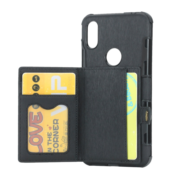 For Motorola One (P30 Play) Brushed Texture Shockproof PU + TPU Case, with Card Slots & Wallet & Photo Frame