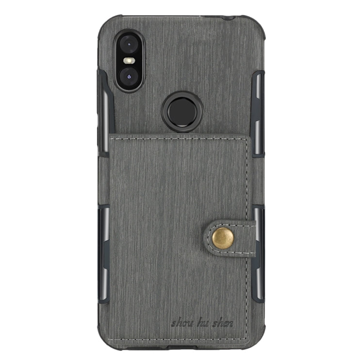 For Motorola One (P30 Play) Brushed Texture Shockproof PU + TPU Case, with Card Slots & Wallet & Photo Frame