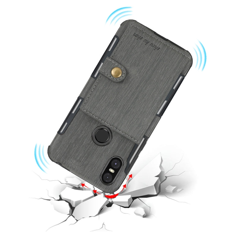 For Motorola One (P30 Play) Brushed Texture Shockproof PU + TPU Case, with Card Slots & Wallet & Photo Frame