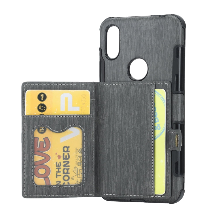 For Motorola One (P30 Play) Brushed Texture Shockproof PU + TPU Case, with Card Slots & Wallet & Photo Frame
