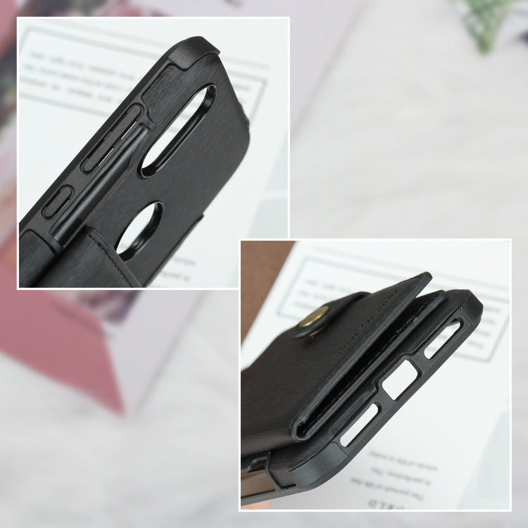 For Motorola One (P30 Play) Brushed Texture Shockproof PU + TPU Case, with Card Slots & Wallet & Photo Frame