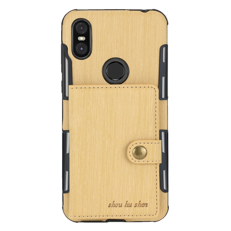 For Motorola One (P30 Play) Brushed Texture Shockproof PU + TPU Case, with Card Slots & Wallet & Photo Frame