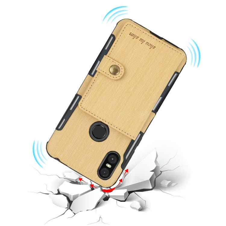 For Motorola One (P30 Play) Brushed Texture Shockproof PU + TPU Case, with Card Slots & Wallet & Photo Frame