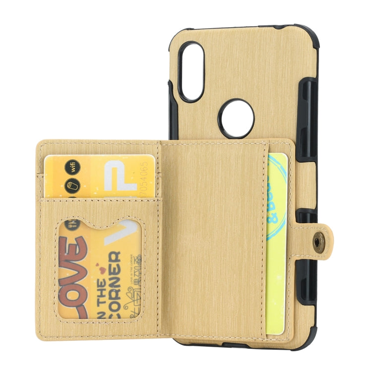 For Motorola One (P30 Play) Brushed Texture Shockproof PU + TPU Case, with Card Slots & Wallet & Photo Frame