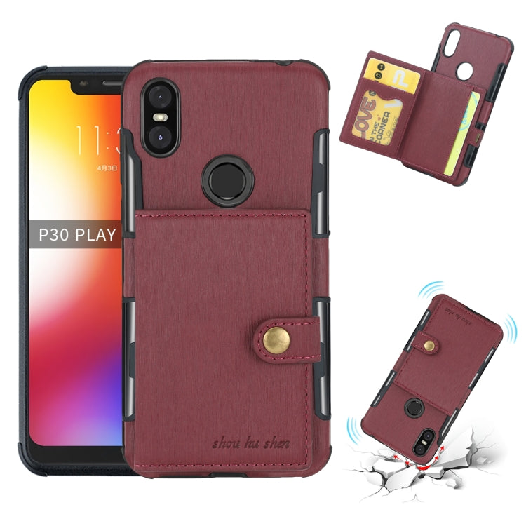 For Motorola One (P30 Play) Brushed Texture Shockproof PU + TPU Case, with Card Slots & Wallet & Photo Frame