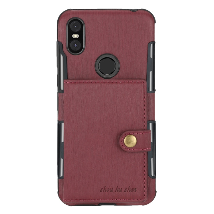 For Motorola One (P30 Play) Brushed Texture Shockproof PU + TPU Case, with Card Slots & Wallet & Photo Frame