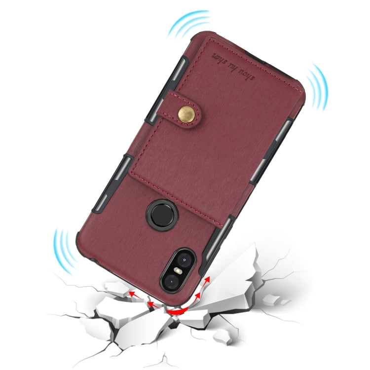 For Motorola One (P30 Play) Brushed Texture Shockproof PU + TPU Case, with Card Slots & Wallet & Photo Frame
